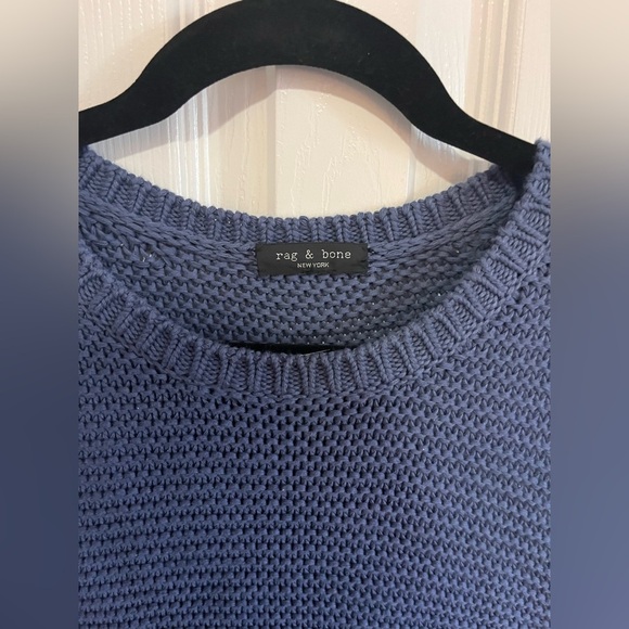 rag & bone Cropped Knit Sweater Tank Blue Medium - Picture 2 of 3